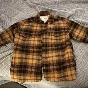 Zara Tan and Brown Plaid Shirt Jacket